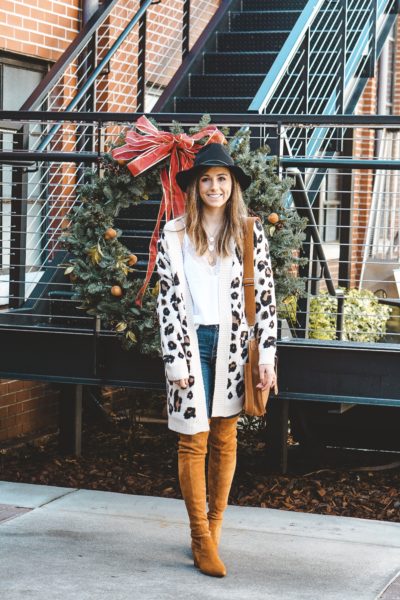 leopard cardigan with marlo boots