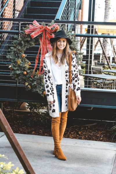 leopard cardigan with goodnight macaroon marlo boots