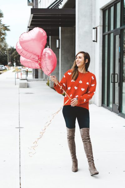 goodnight macaroon red heart sweater with boots