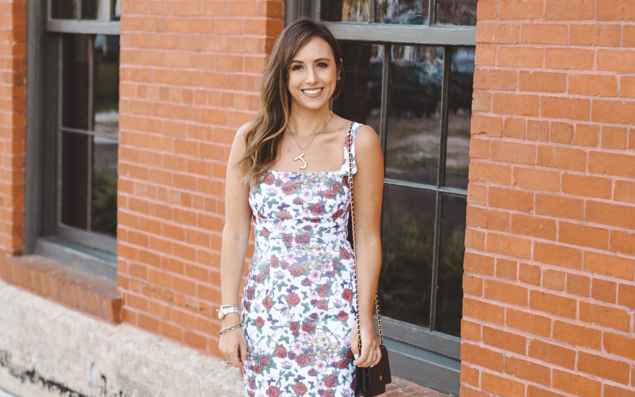 black halo lilo floral sequin dress