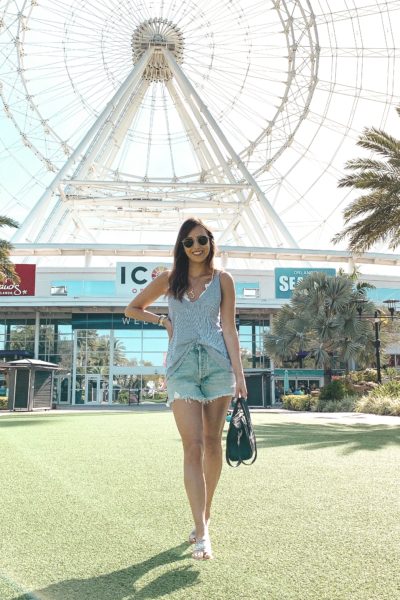 lulus outfit in front of ferris wheel