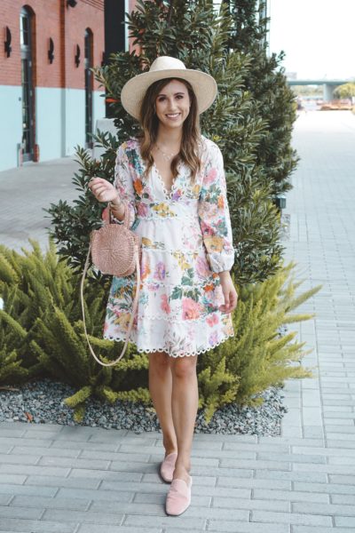 chicwish Only In Dreams Floral V-Neck Dress with brixton hat