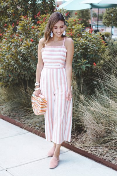 stella boutique striped jumpsuit with cult gaia rainbow bag