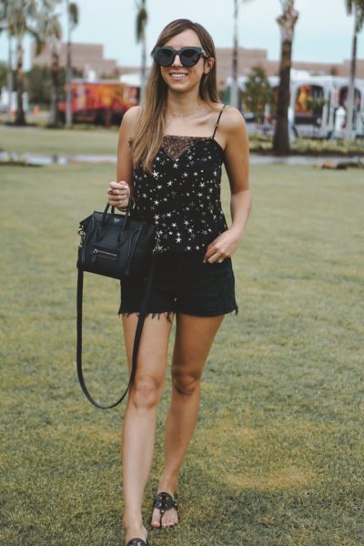lace star tank with tory burch sandals