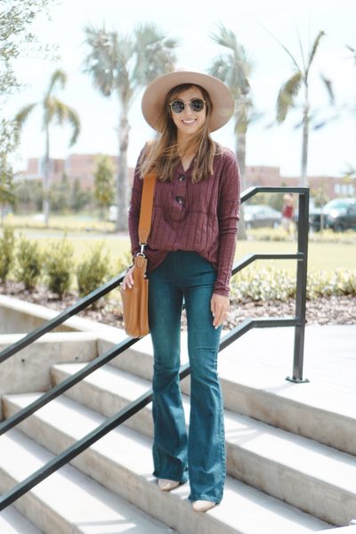 free people in the mix sweater with penny flares