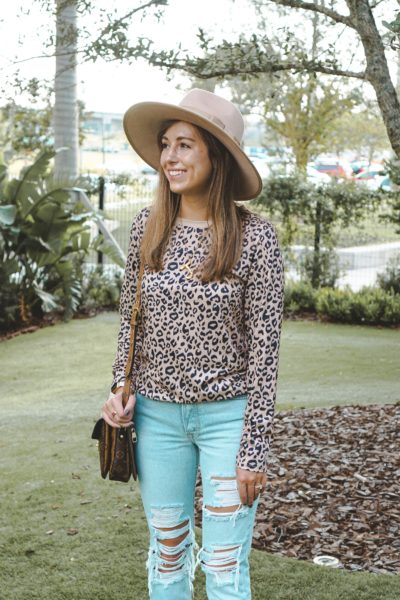 amazon leopard long sleeve with brixton hat