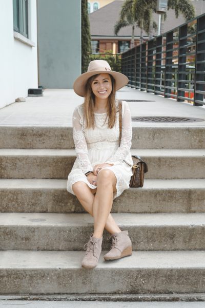 chicwish white lace dress with dr scholls booties