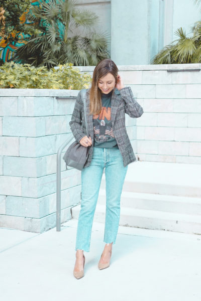 agolde jeans with michael stars plaid blazer