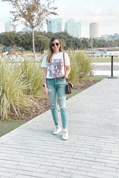 anine bing ring tee with grlfrnd jeans