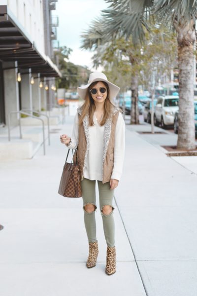 amazon sherpa vest with free people busted knee