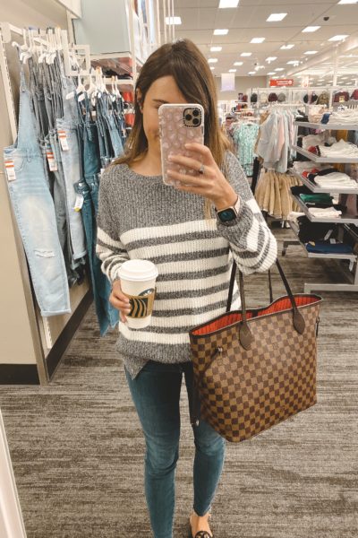 red dress grey sweater in target
