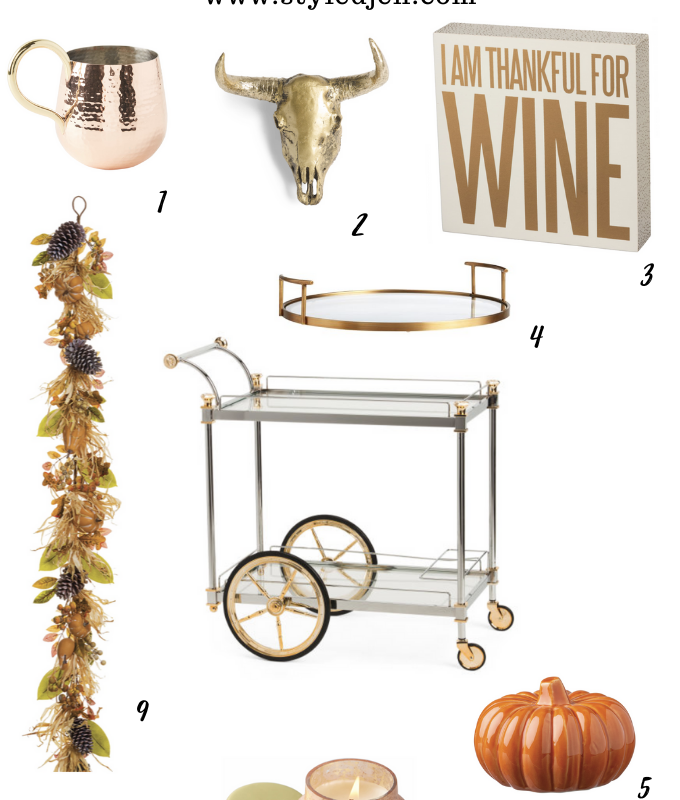 Thanksgiving Bar Cart Décor