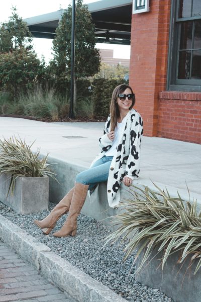 amazon cow cardigan with hai boots