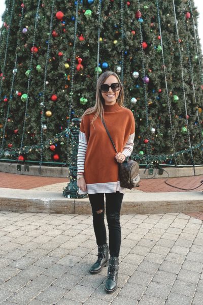 chicwish rust poncho with combat boots