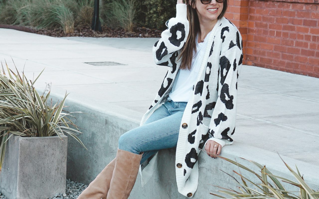 hai boots with amazon cow cardigan