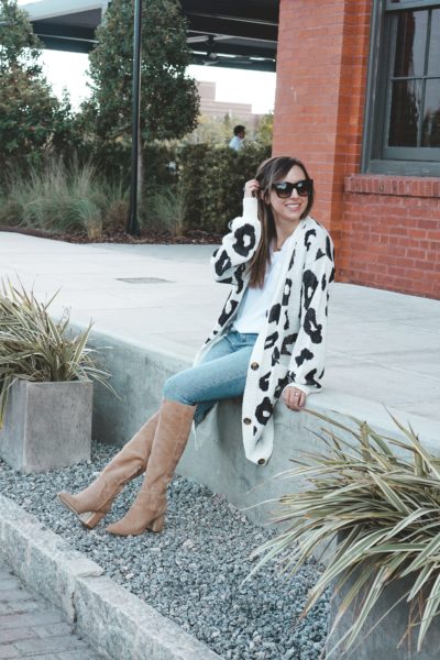 hai boots with amazon cow cardigan