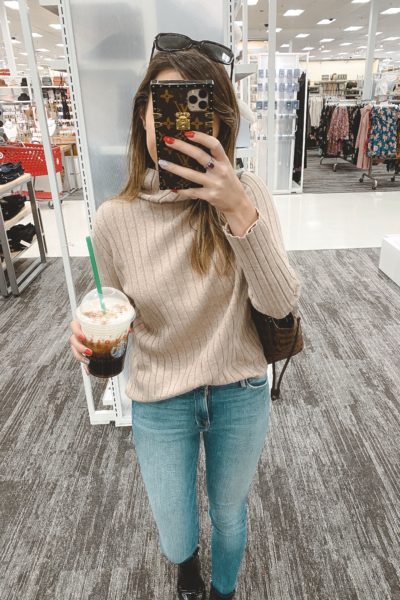 chicwish ribbed turtleneck with starbucks