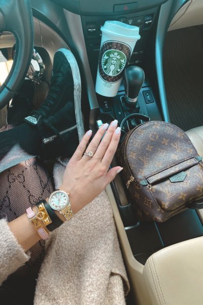 opi funny bunny with starbucks and lv palm springs mini