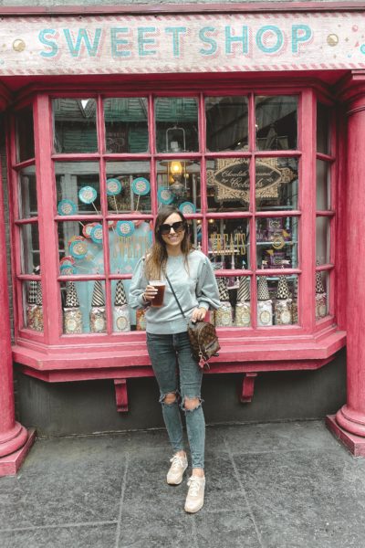 rebecca minkoff grey sweatshirt with lv palm springs mini at harry potter world sweet shop