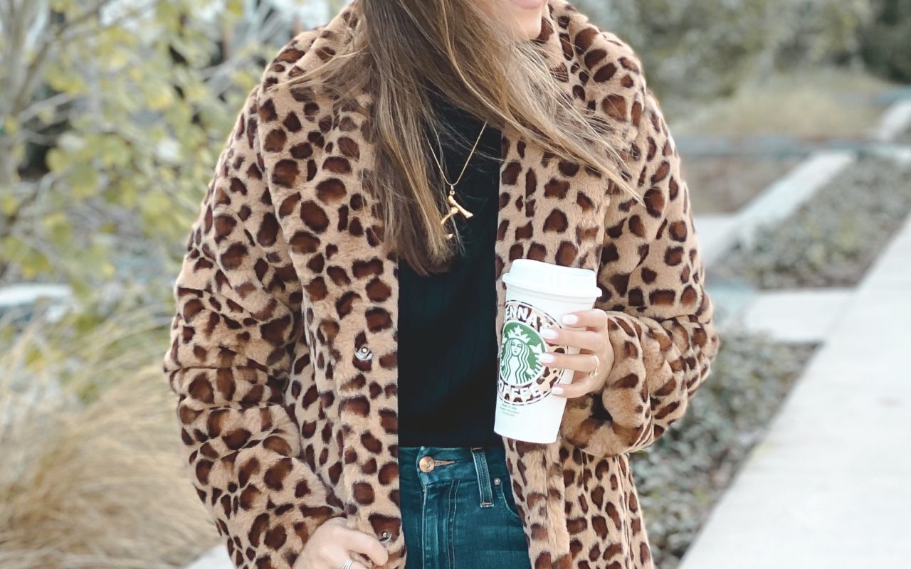 chicwish leopard coat with black turtleneck