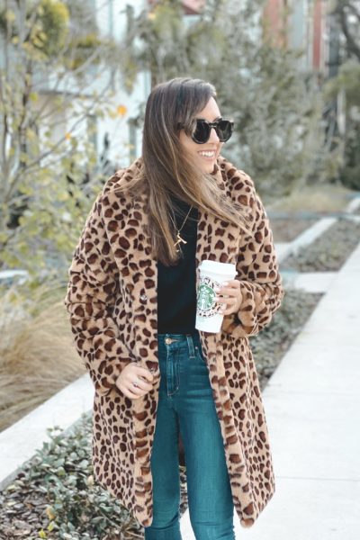 chicwish leopard coat with black turtleneck