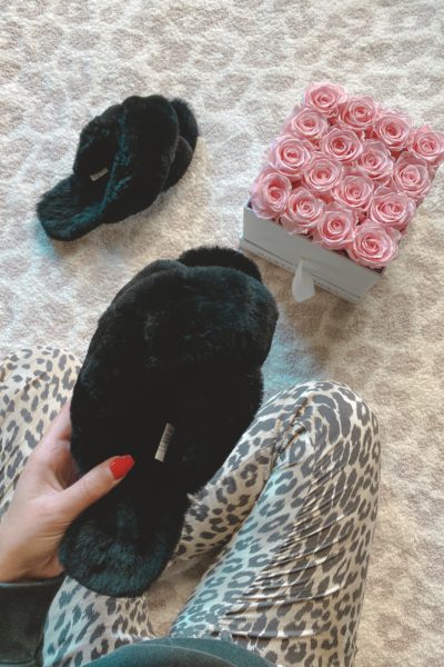 emu black mayberry slippers with roses