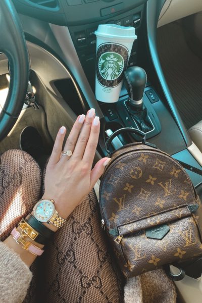 opi funny bunny with starbucks and lv palm springs