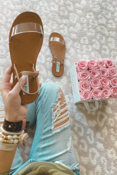 steve madden instant clear sandals with roses