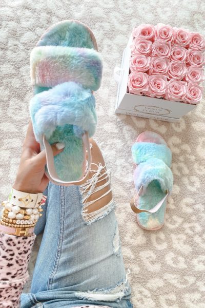 amazon tie dye slippers with roses