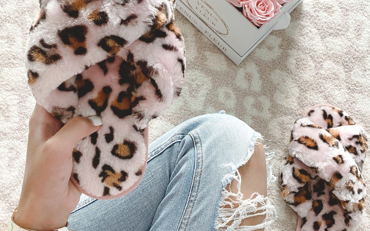 amazon pink leopard slippers with roses