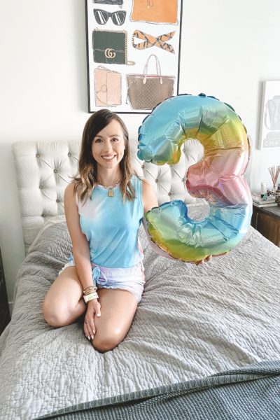 amazon tie dye pajamas with 3 year balloon