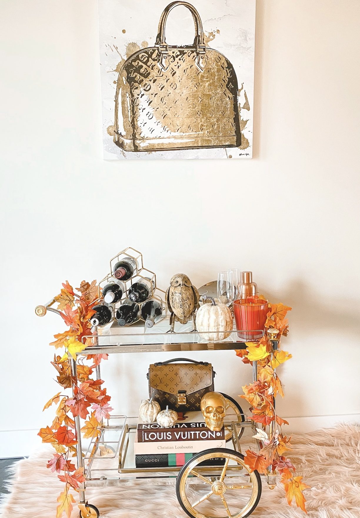 Fall Bar Cart Decor