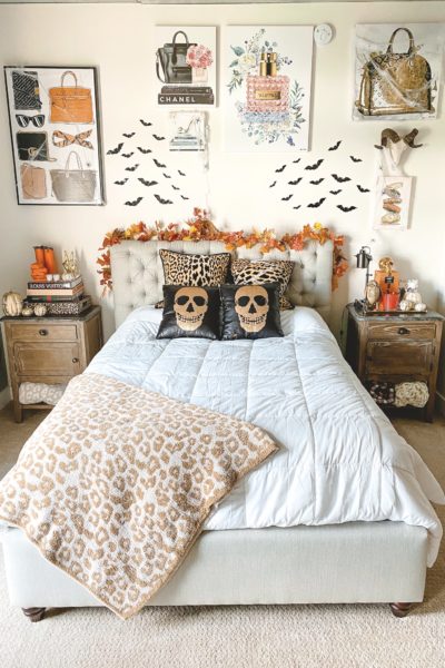 halloween bedroom decor sequin skull pillows and leopard pillows