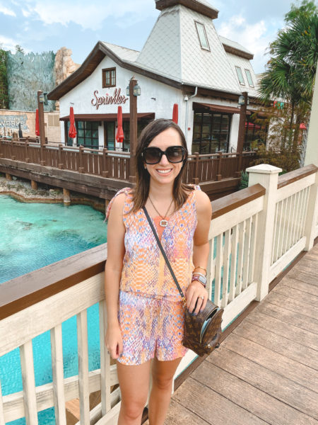 hale bob snake print lace romper with louis vuitton palm springs mini at disney springs