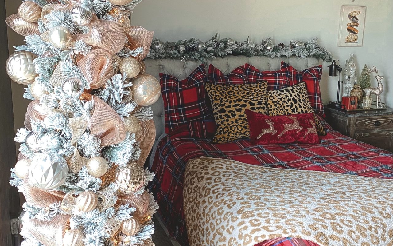 christmas bedroom decor 2020 with 7 foot skinny flocked pencil tree