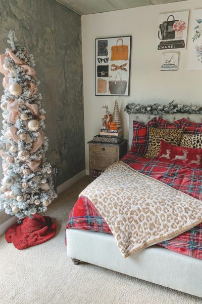 christmas bedroom decor 2020 with 7 foot skinny pencil tree