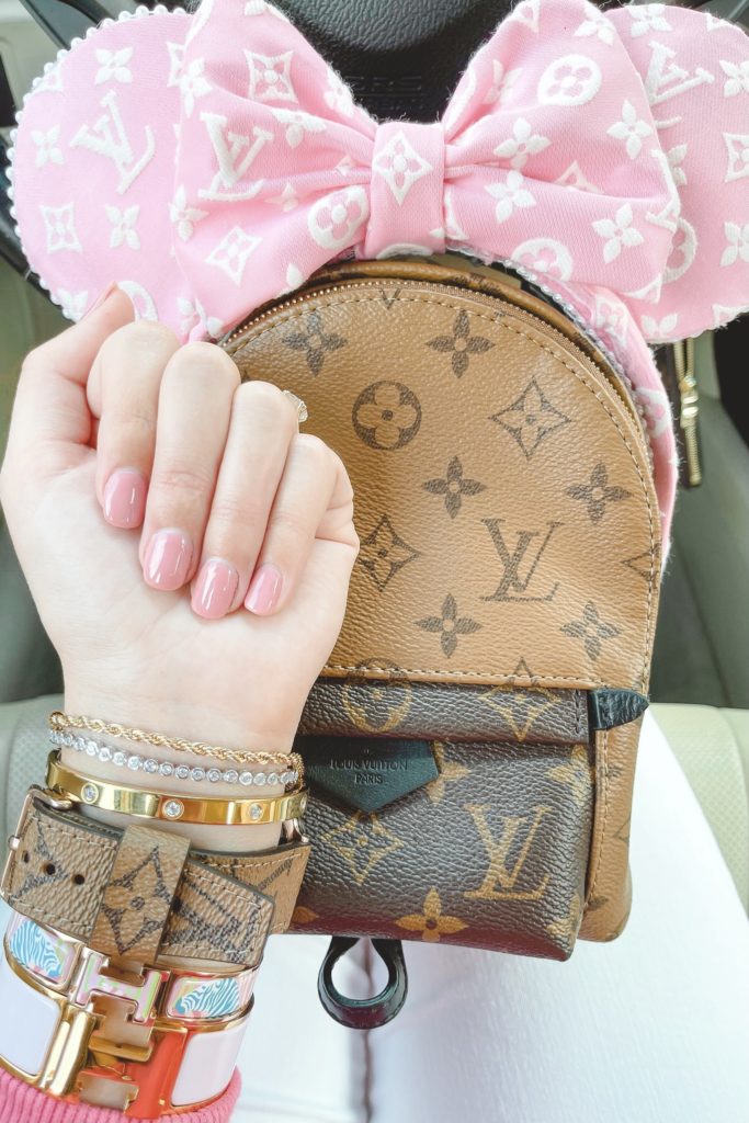 opi suzi calls the paparazzi with louis vuitton palm springs mini reverse and louis vuitton apple watch band