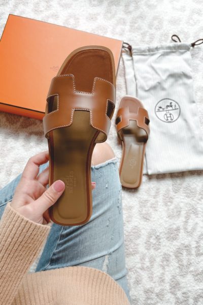 gold hermes oran sandals with hermes box