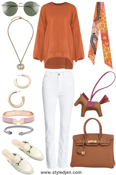 free people uptown pullover with hermes gold togo 30 birkin and white jeans