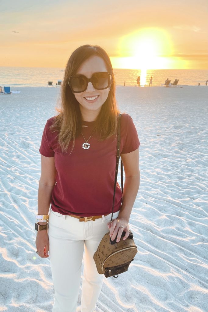 nphilanthropy bordeaux tee with louis vuitton palm springs mini with gucci necklace