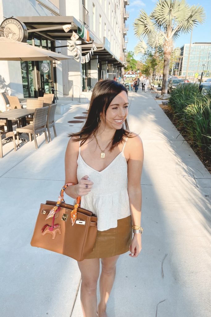 abercrombie trapeze tank with faux leather free people modern femme skirt and hermes birkin