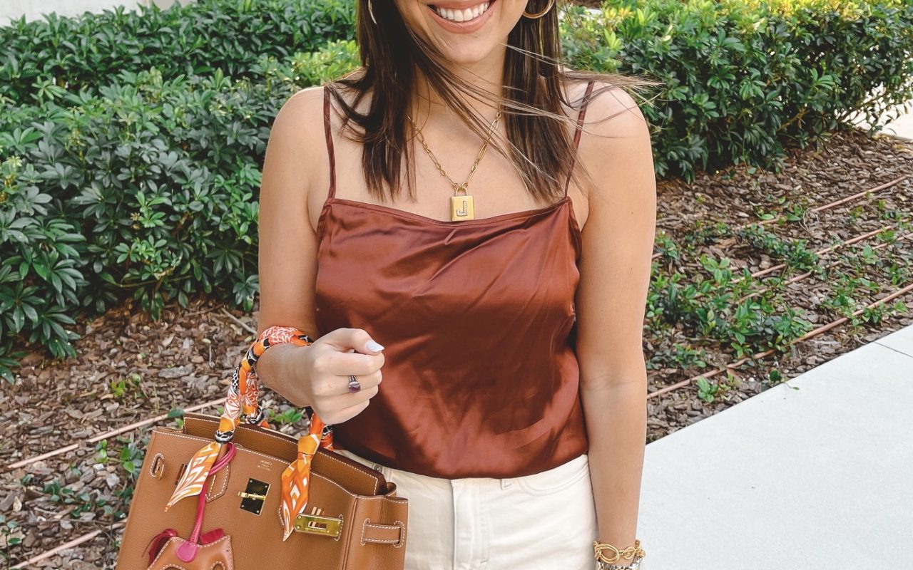 abercrombie silk tank with free people bailey skirt and hermes birkin