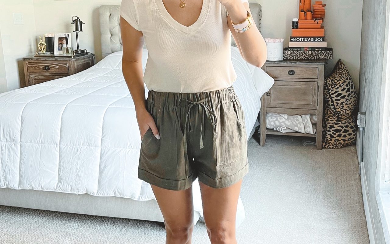 amazon olive shorts with steve madden intricate sandals