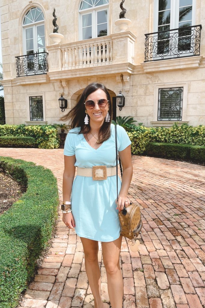chaser blue terry dress with louis vuitton palm springs mini