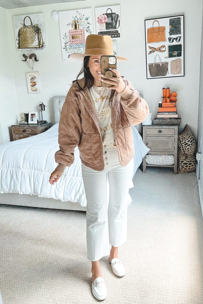 nordstrom anniversary sale outfit with blanknyc quilted jacket
