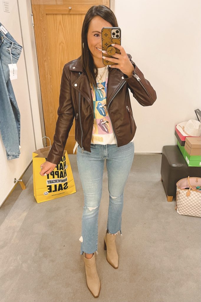 nordstrom anniversary sale allsaints dalby jacket with mother insider crop denim