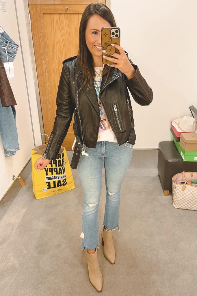 nordstrom anniversary sale allsaints belfern jacket with mother insider crop denim