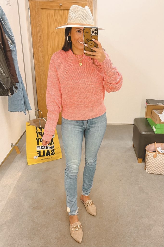nordstrom anniversary sale free people too good sweater with frame skinny jeans