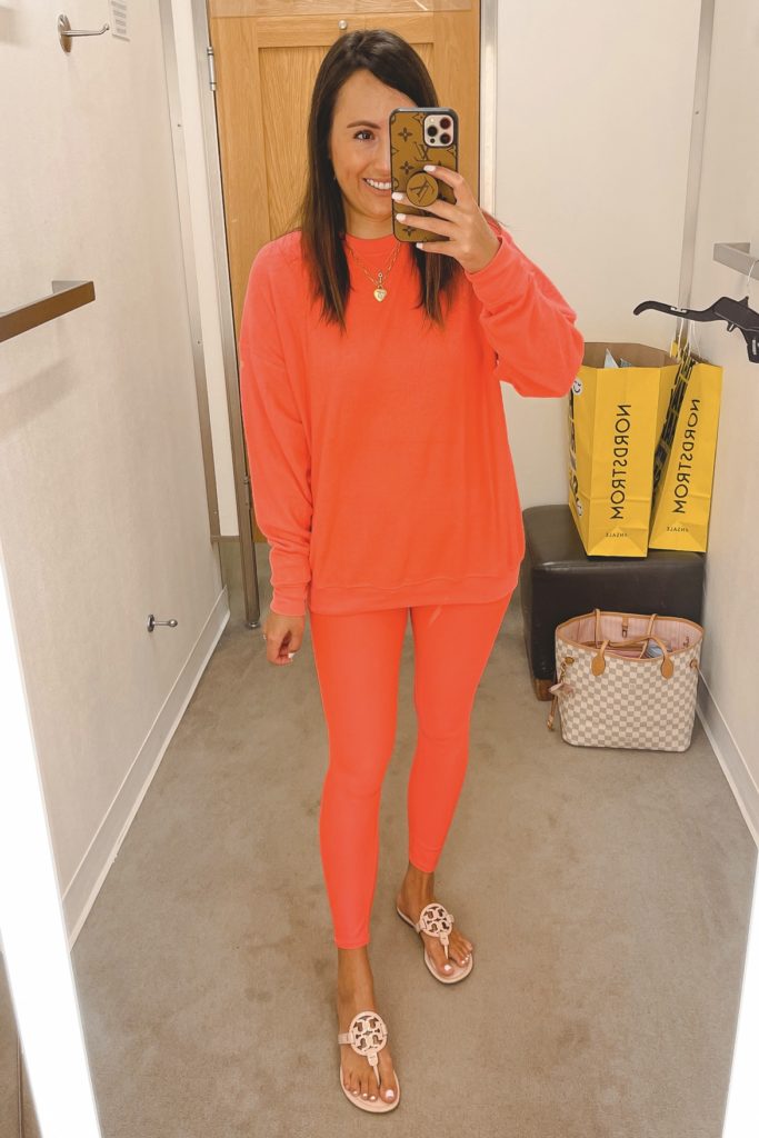 nordstrom anniversary sale alo pink lava pullover and leggings