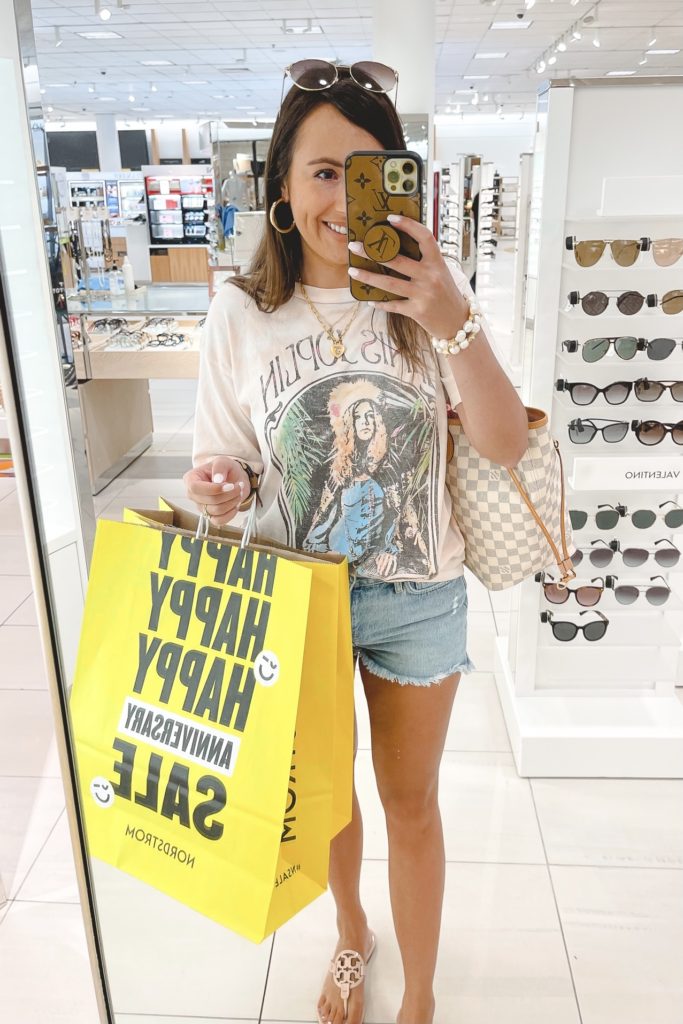 nordstrom anniversary sale daydreamer janis joplin tee with agolde denim shorts